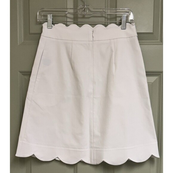 J MCLAUGHLIN Cameron A-Line Skirt Women 2 White Scalloped Hem Zip Above Knee NWT - Picture 3 of 13